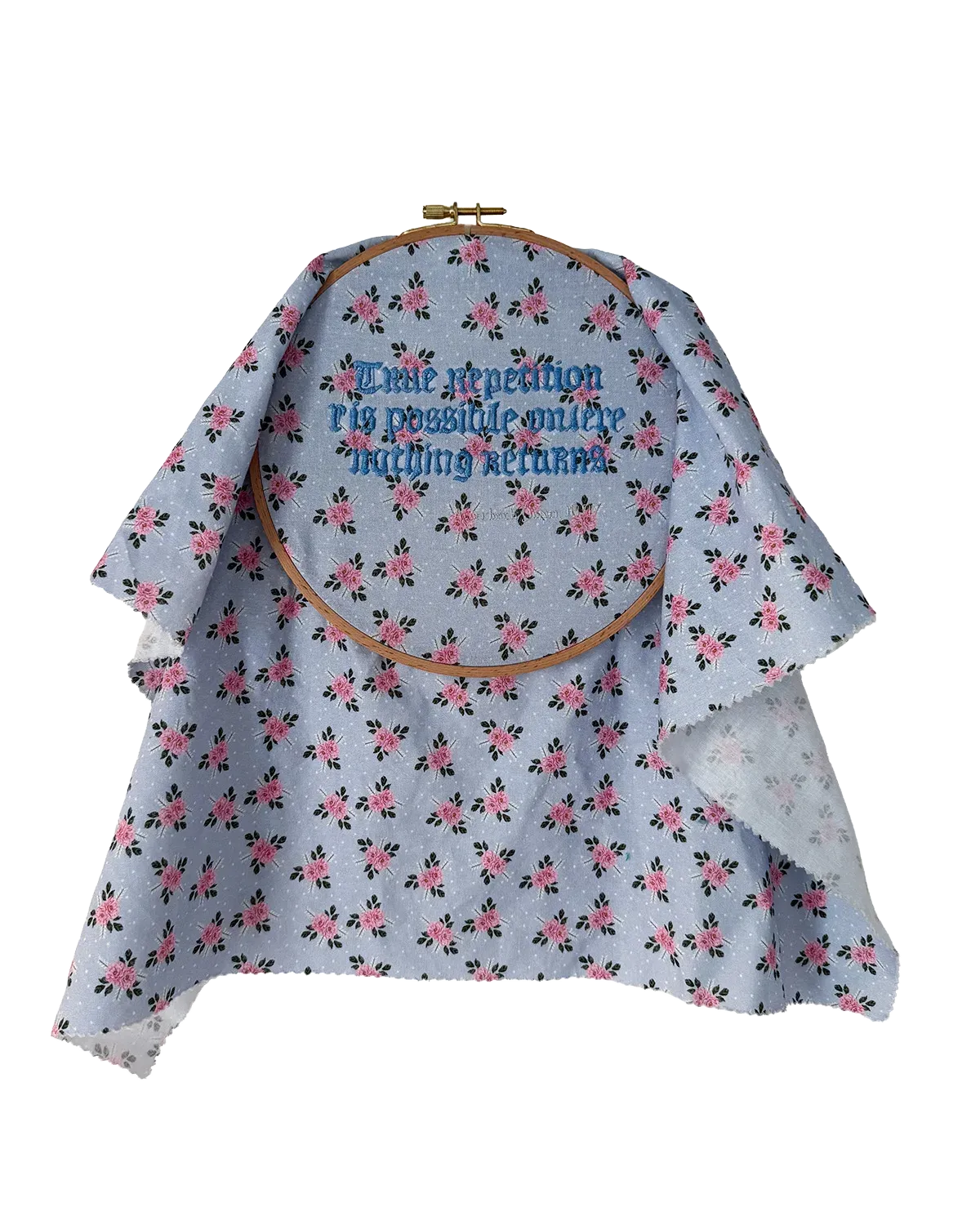 Will have been true (Part I. Confident errors). Hand embroidery on floral cotton