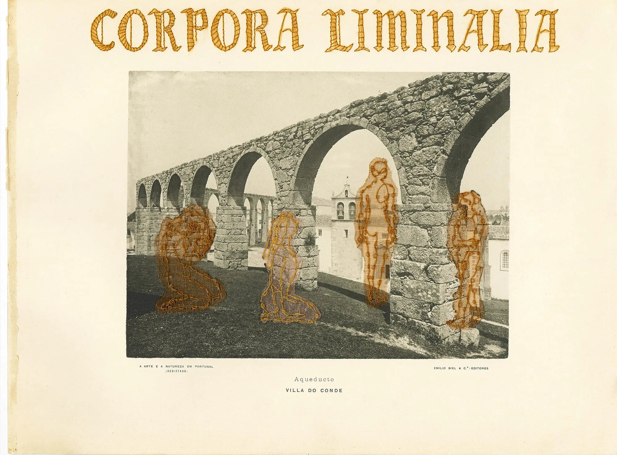 Corpora liminalia. Mixed media: archival print, organza, threads