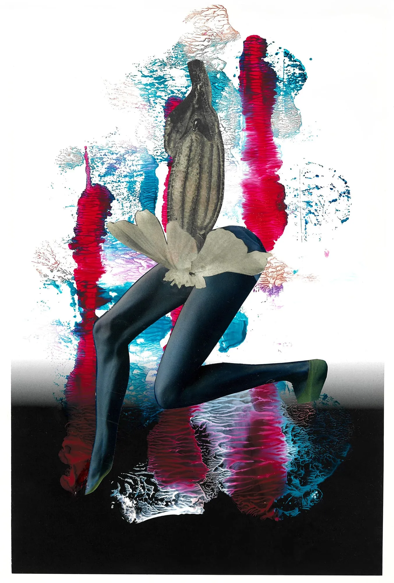 Dive over matter #2. Paper, acrylic, magazine clippings