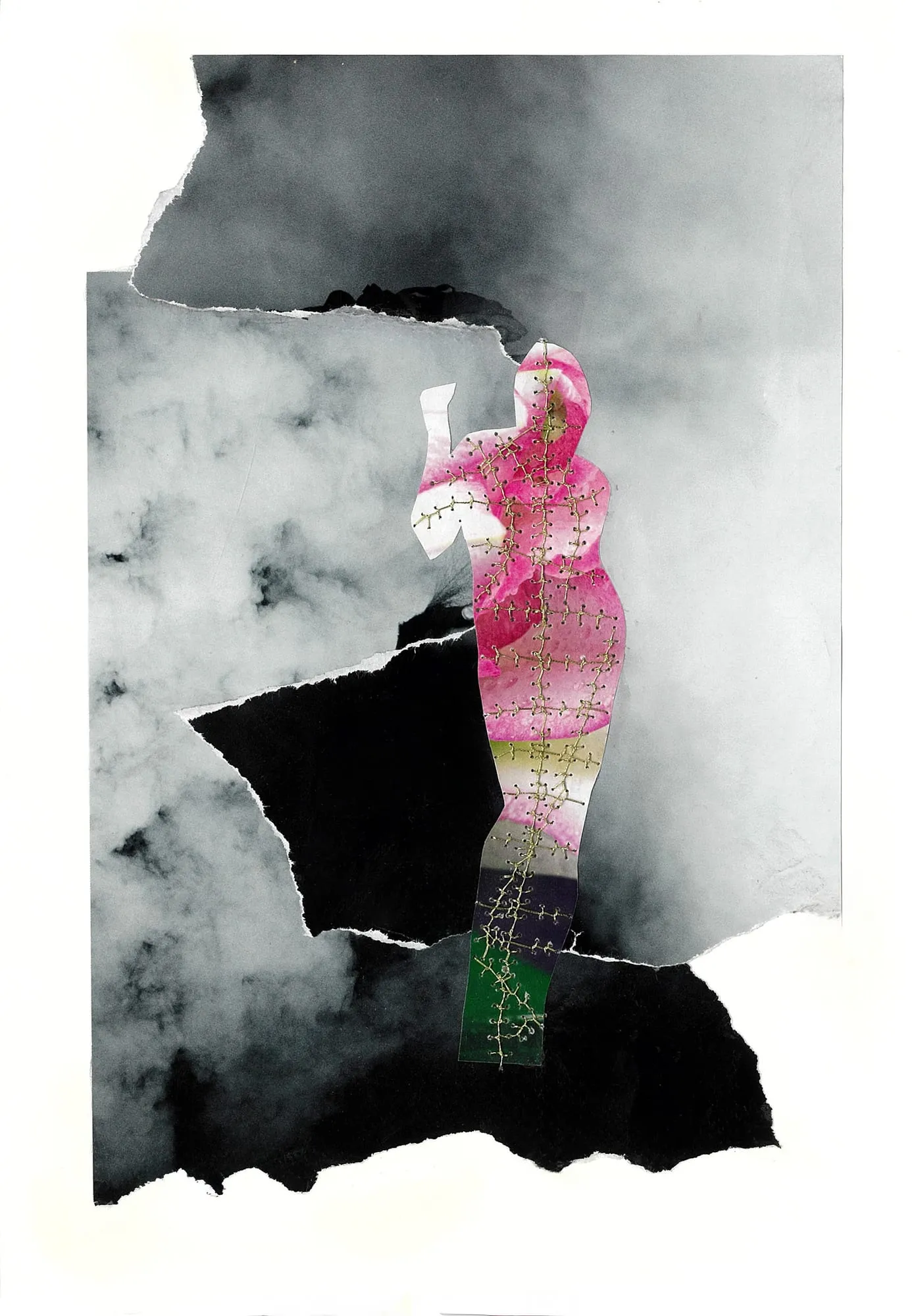 Renewal. The series of 6 works. Mixed media: paper, magazine clippings, threads