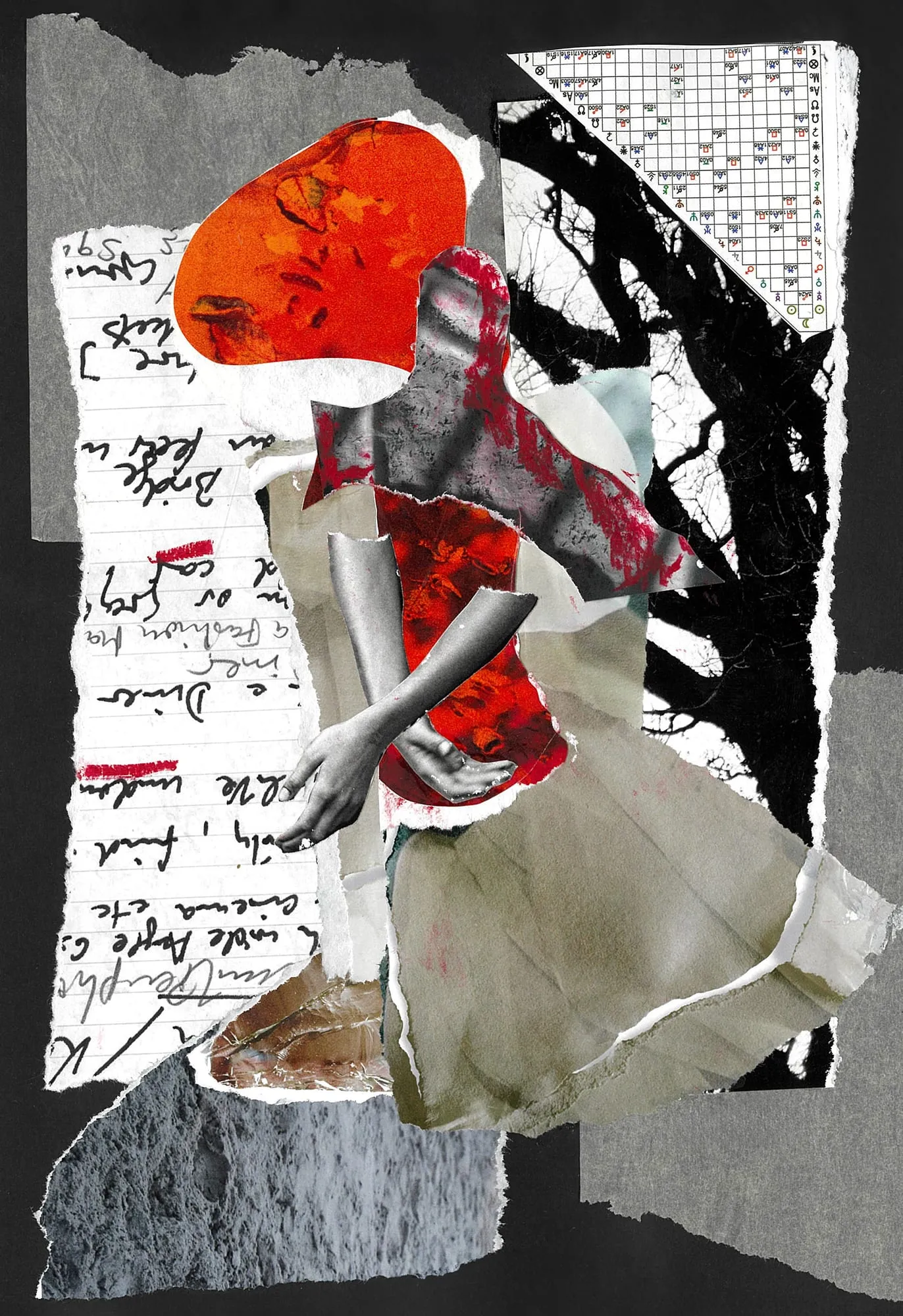 If only we can dance. Paper, magazine clippings, tissue paper, oil pastel