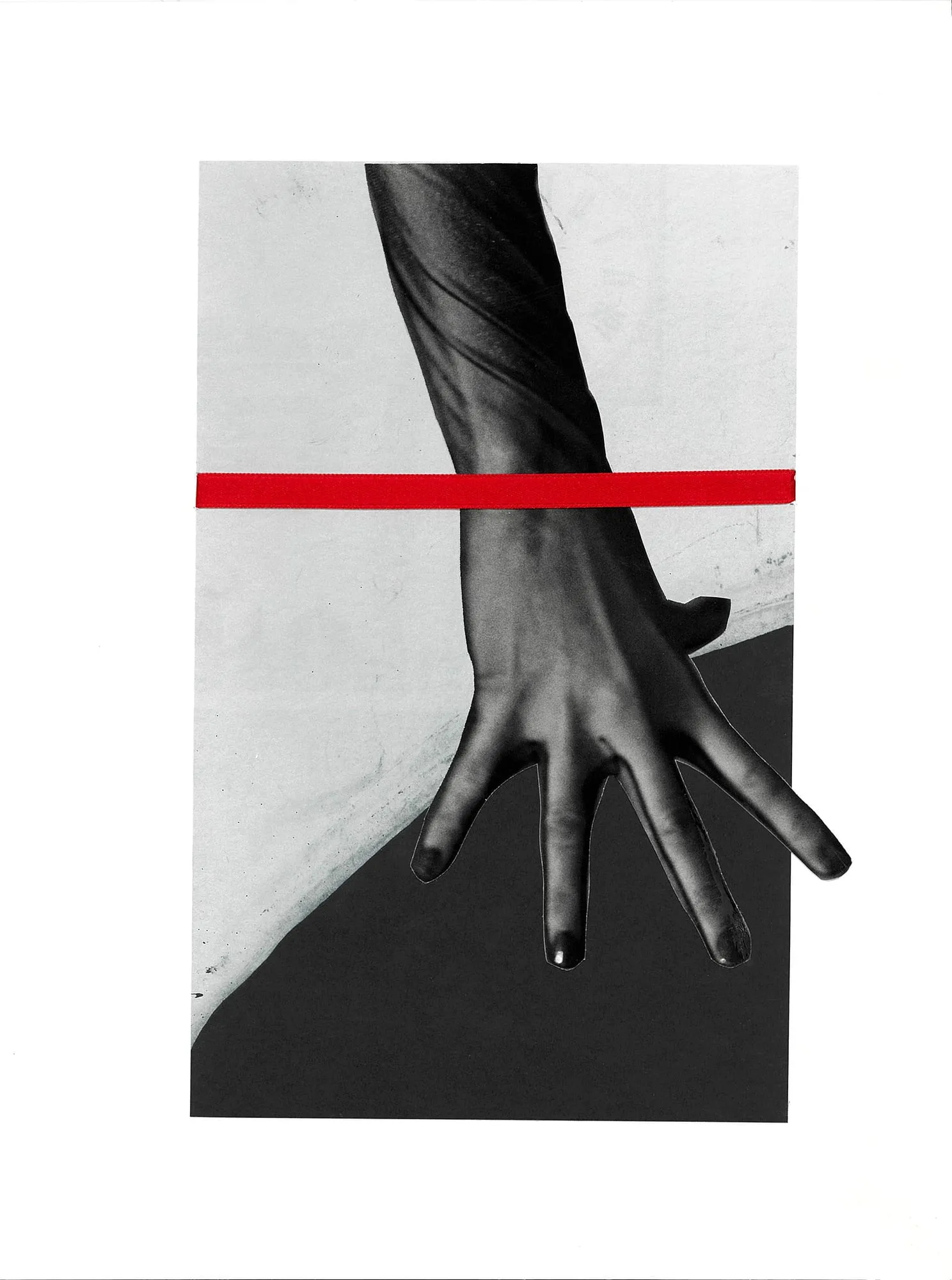 Acts of devotion #1. Paper, magazine clippings, red ribbon