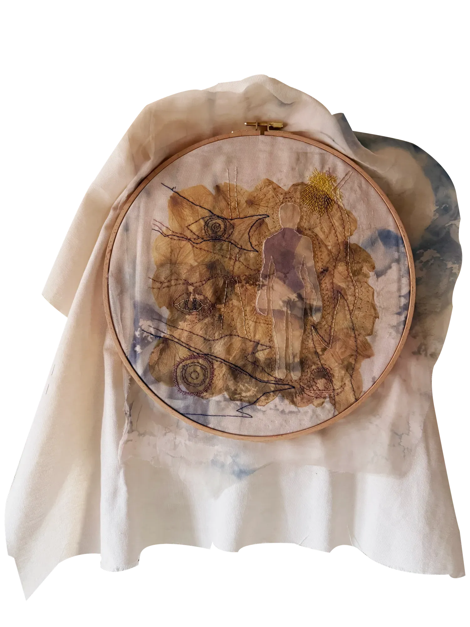 Dust (Version I). Textile installation: textile, threads, dried flowers